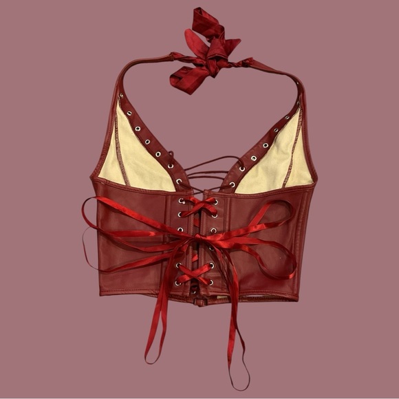 SHEIN Lace-Up Corset Crop Halter Top - Picture 5 of 6